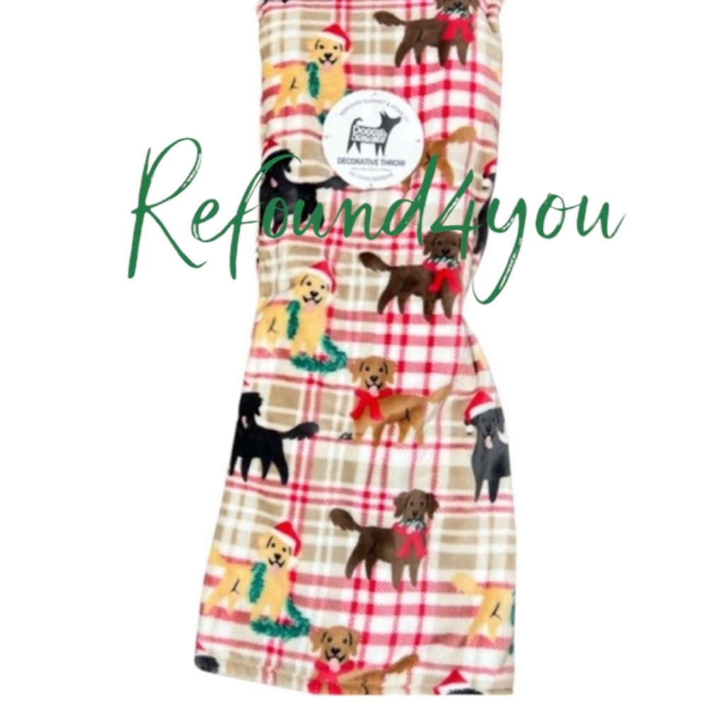 PETS - Berkshire  - ‘Mixed Breed Holiday Pups’ plush throw. 60” x 70”. NWT Firm!
